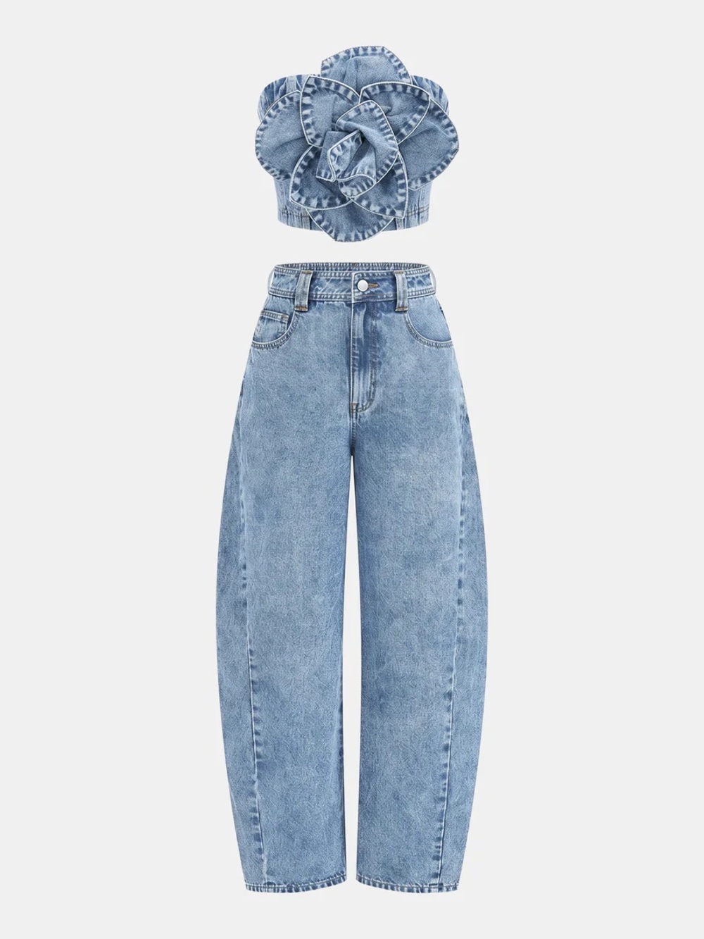 Commense 3D Rose Applique Denim Tube Top only